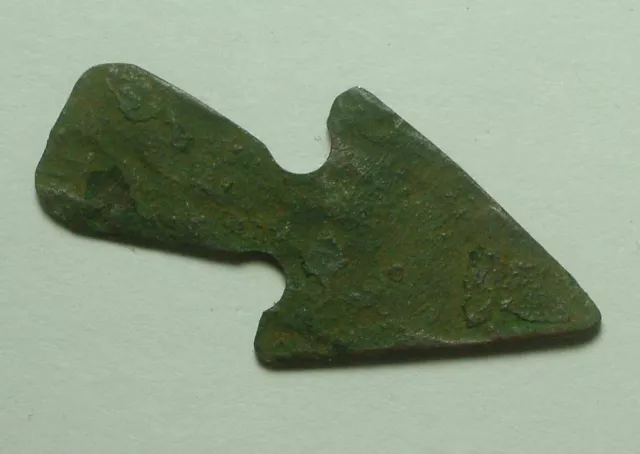 Rare genuine ancient bronze Greek Bilobate tanged arrowhead  3 Cent BC intact 3