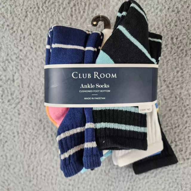 CLUB ROOM 8-Pack Stripe & Solid Quarter Ankle Socks Men's 10-13 White
