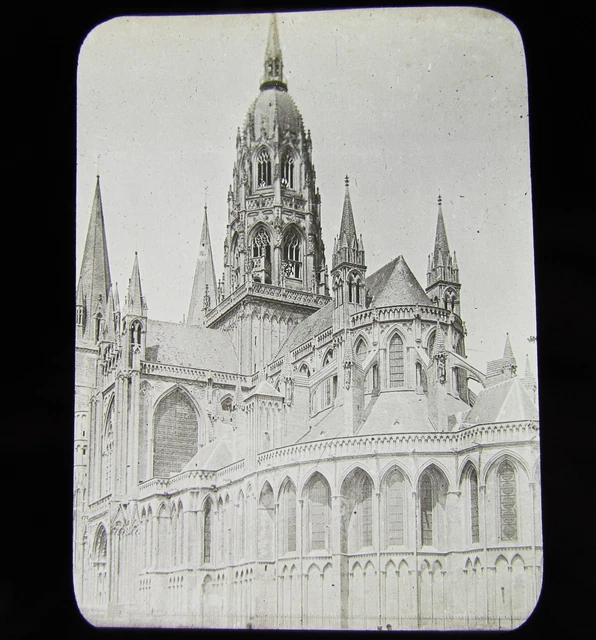 Glass Magic Lantern Slide BAYEUX CATHEDRAL C1900 FRANCE