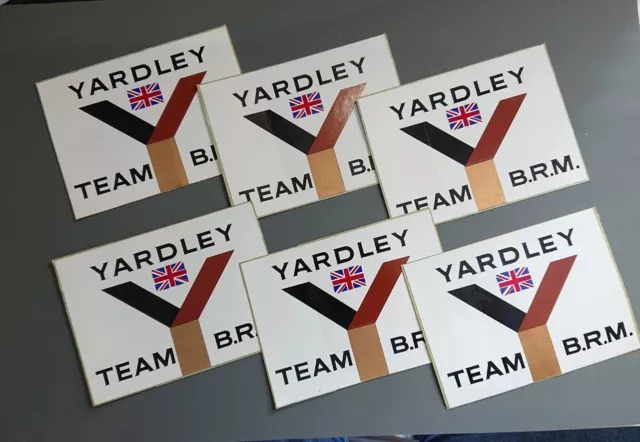 Original Genuine Yardley Team Brm B.r.m. Stickers Old Stock Set Of 6