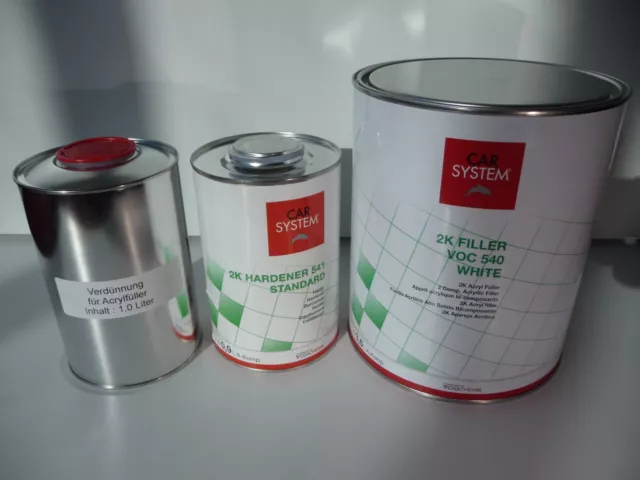 5,5 Liter Set Carsystem 2K Acyrlic Voc Filler 540 White Filler Primer