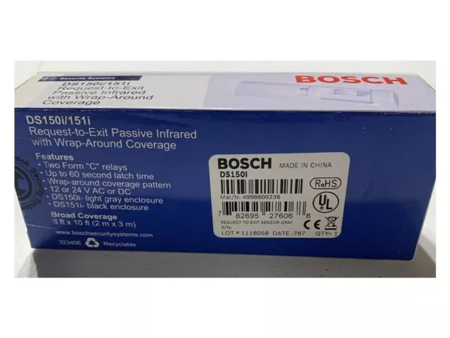 Bosch DS150i Request-to-Exit PIR Motion Detector, New, Sealed!