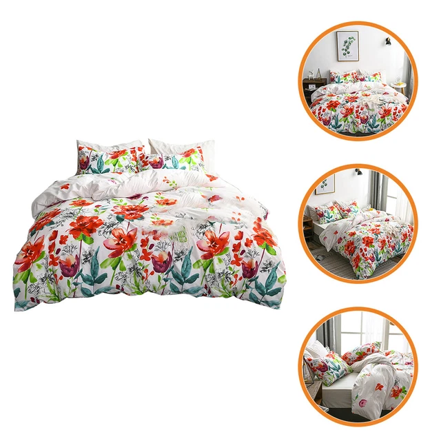Juego de ropa de cama de fibra química con flores