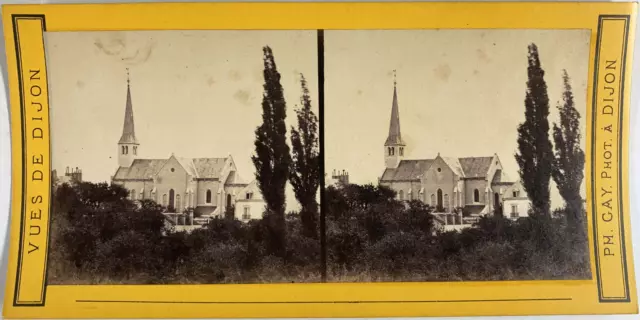 France, Dijon, Église, vintage print, ca.1880, stéréo Tirage vintage stéréo, lég