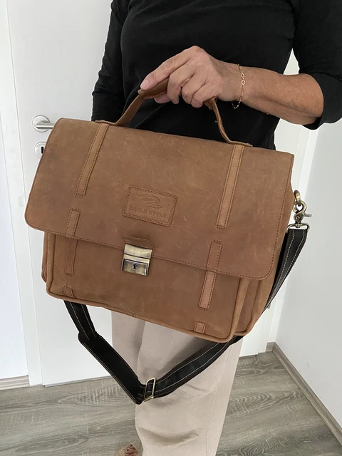 EAGLE STYLE Aktentasche Business Bag echtes Büffelleder hellbraun