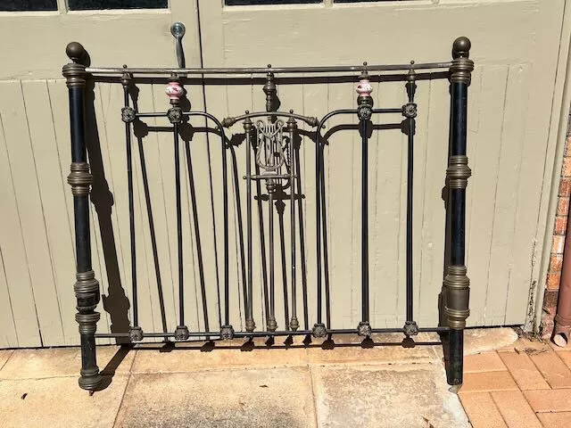 Vintage "Vono" iron bed head and foot panels - garden ornament