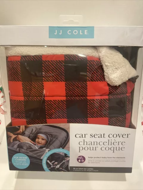 JJ Cole Car Seat Cover Buffalo Check red & black for infant carriers new in box