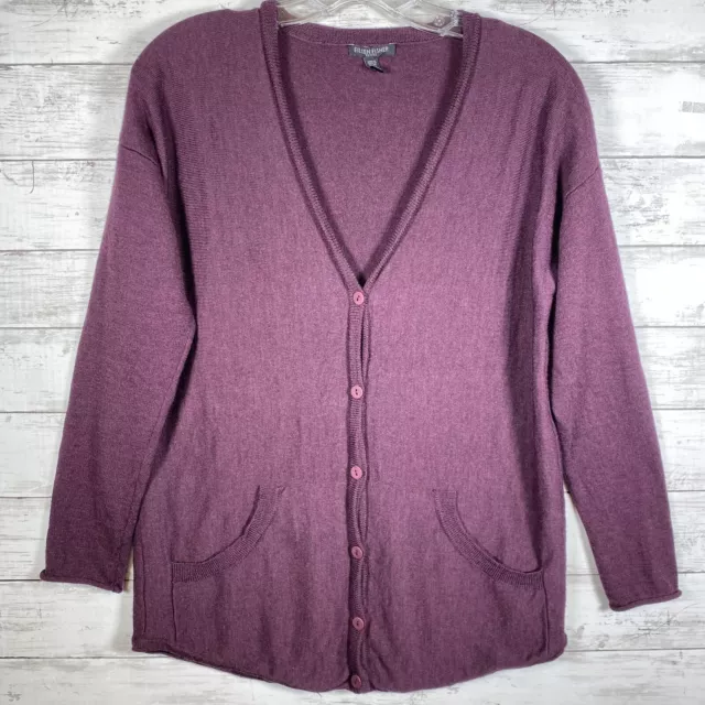 Eileen Fisher Merino Wool pocket Cardigan Sweater Burgundy Petite Small PS