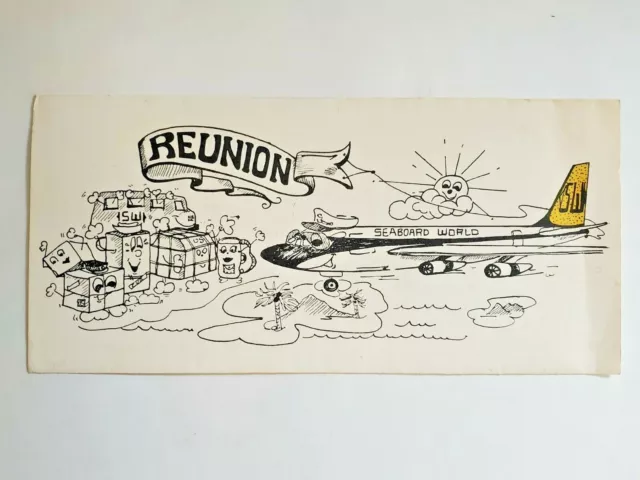 1987 Seaboard World Airlines Reunion Pamphlet Flyer W/ Nostalgia Pass Look Dc-8