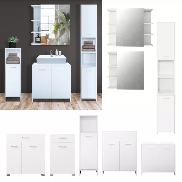 Set de muebles de baño blanco mueble MDF bajo alto lavabo con espejo a elegir