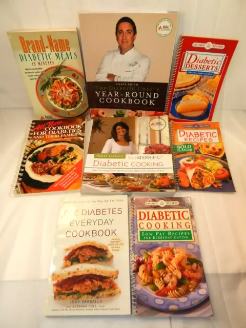 8 Diabetic Cooking Recipes Cookbook lot Meals in Minutes, Favorite Recipes Lot