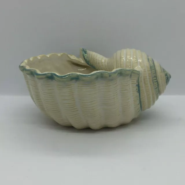 Home Studio Shoreline Collection Nautilus Sea Shell Bowl Hand Painted EUC