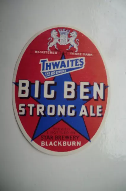 Mint Thwaites Blackburn Big Ben Strong Ale Brewery Beer Bottle Label