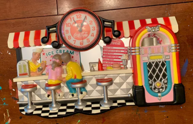 COCA COLA 1950’s Ice Cream Parlor Diner scene Wall Clock.