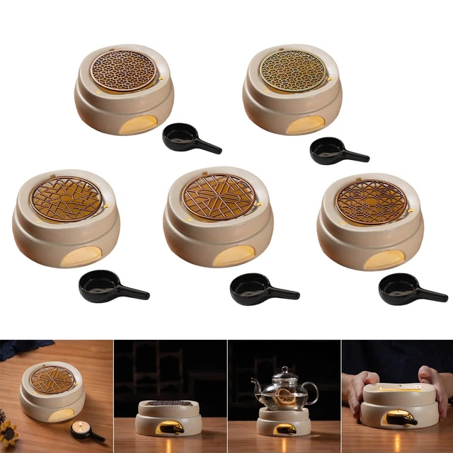 Chauffe-théière, chauffe-théière en métal avec bougeoir à thé Base de bougie en acier inoxydable Chauffe-thé à café adapté à toutes les théières