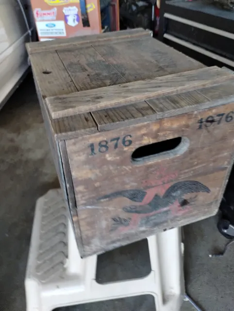 Vintage Anheuser-Busch Budweiser Centennial 1876-1976 Wooden Beer Crate Box Rare