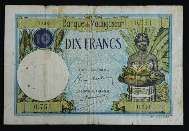 Madagascar - 10 francos (1937-47) F