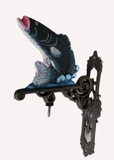 Wand Glocke Fisch Fliegenfänger Begrüßung  Eisenguss Antik Vintage Geschenk