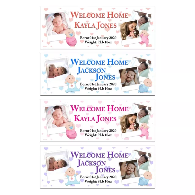 Welcome Home Baby Banners Party Decorations New Baby Name Girl Boy Photo