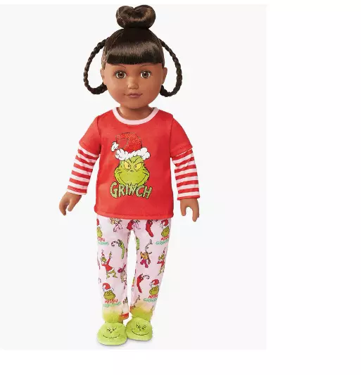 My Life As Poseable Grinch Sleepover 18 Inch Doll Dark Brunette Hair, Brown Eyes