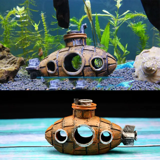Fish Tank Aquarium Decorations Resin Submarine Ornament Fish and Shrimp Shelter