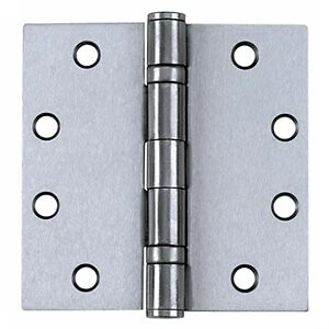 Bisagra con rodamiento de bolas, pasador extraíble, esquina cuadrada, acero inoxidable satinado, 4x4 pulgadas. -HG