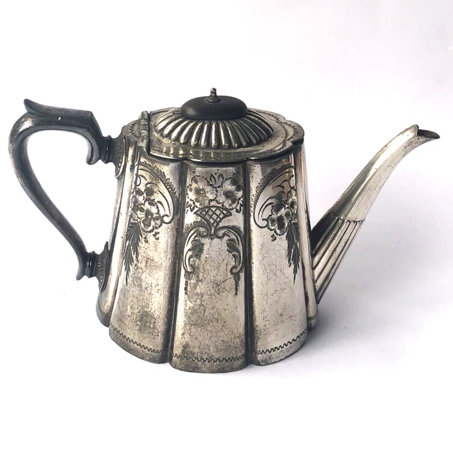 Antique Victorian E.P.B.M Britannia Metal Plated Teapot Theatre Prop / Display