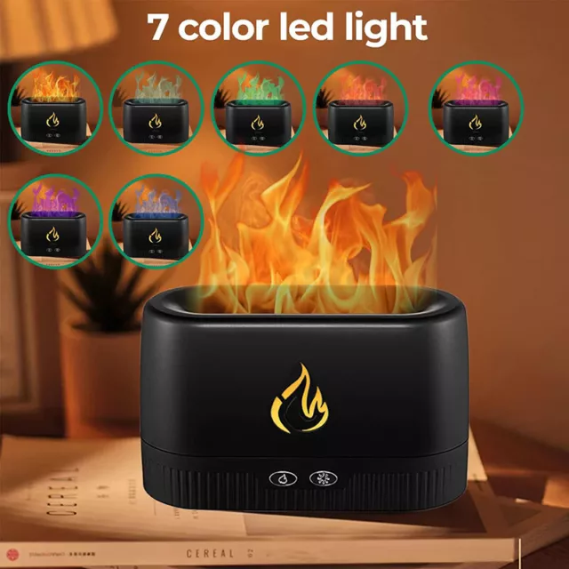 3D Flame Air Humidifier Essential Oil Ultrasonic Aroma Diffuser Home Office AU