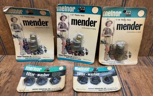 Vintage New in Package Melnor 1/2" & 7/16" Hose Menders and Filter-Washers