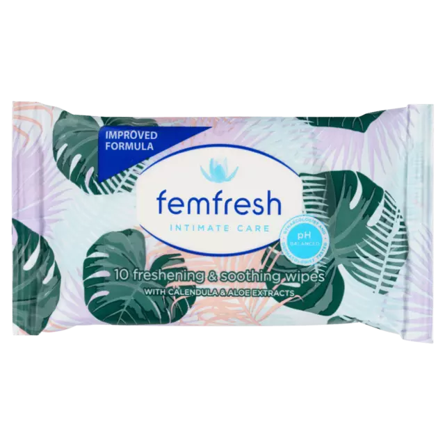Femfresh Freshening & Soothing Pocket Wipes 10pk Intimate Care Travel Pack