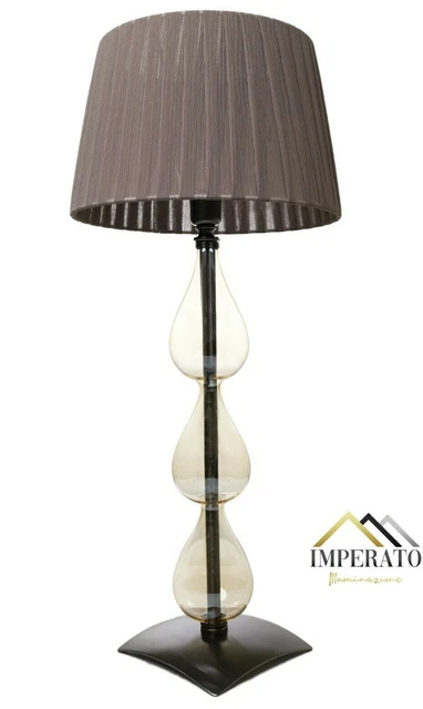 Lampada Stile Contemporaneo in Vetro Soffiato con Paralume in tessuto seta