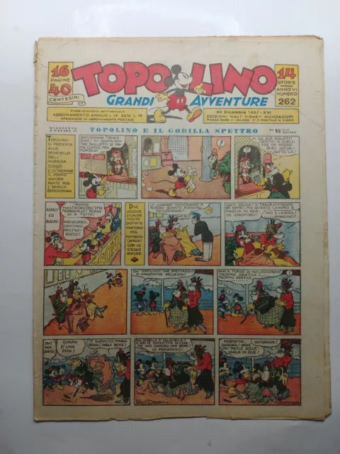 fumetto TOPOLINO GIORNALE anteguerra anno 1937 numero 262