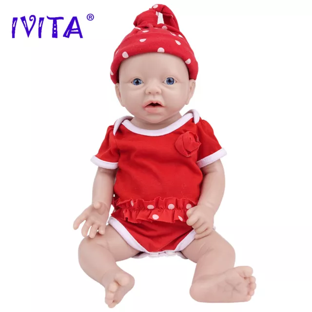 IVITA 15" Girl Newborn Full Body Silicone Doll Lifelike Reborn Baby Xmas Gifts