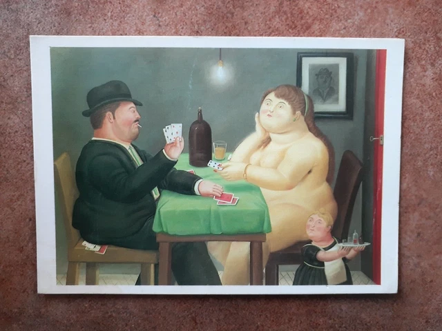 Fernando Botero Vintage Art Postcard. Cards Players