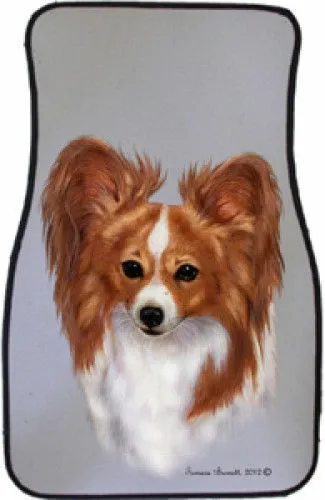 Red and White Papillon Car Floor Mats Pair (TB) 36064
