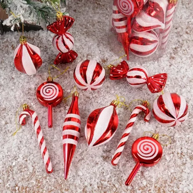 14pcs/set Red Christmas Ball Lollipop Christmas Tree Hanging Ornaments  Navidad