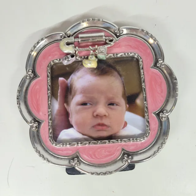 Brighton Home G10280 Baby Love Flower Frame Pink Silver Charms