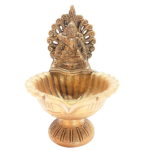 Brass Deepak Ganesh Rare Showpiece Statue For Home Office Decor