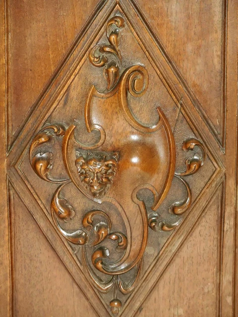 Lot of 2 French Antique Handcarved Wood Door Panel 2