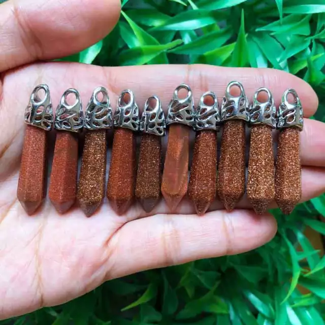 10pcs Nugget sand Stone Gemstone Natural Crystal Chakra Pendant bead Healing
