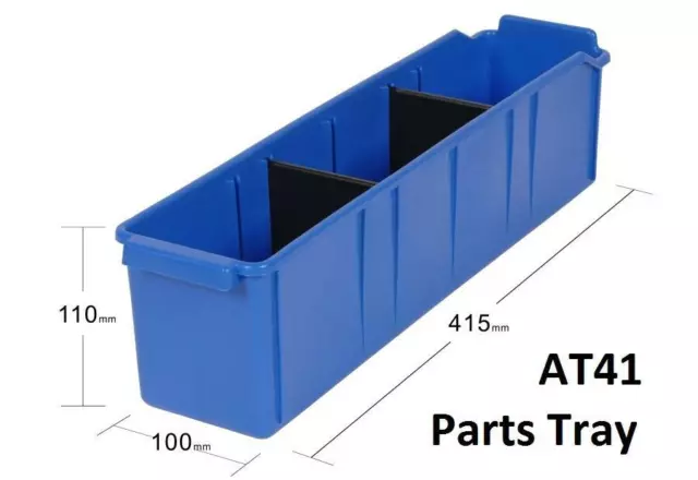 Parts Trays 415x100x110mm incl. 2 Dividers Pack of 24 VISIPLAS AT41