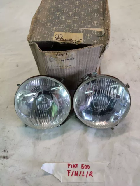 FARO FANALE ANTERIORE carello FIAT 500 ORIGINALE FONDO MAGAZZINO VINTAGE N.O.S