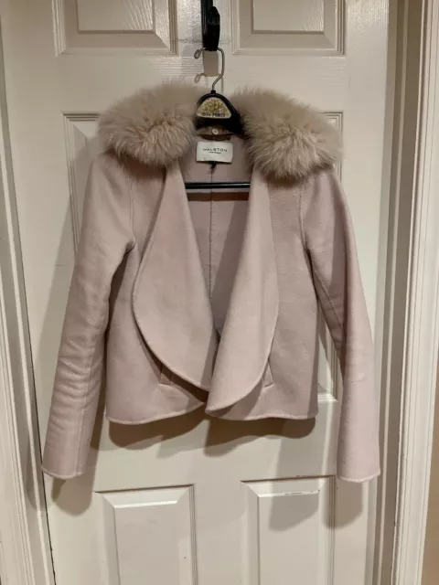 Halston Heritage Genuine Fox Fur (removeable)Cropped Jacket size S  DUSTY PINK