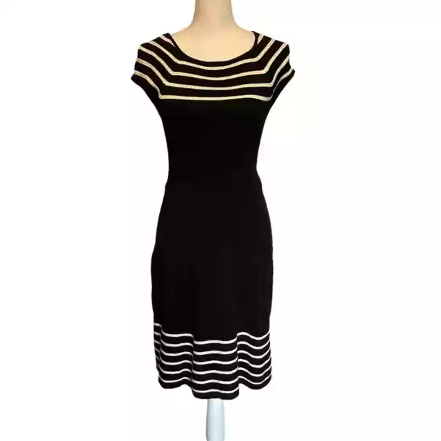 Eliza J Black and White Short Sleeve Knit Sweater Dress Size XS