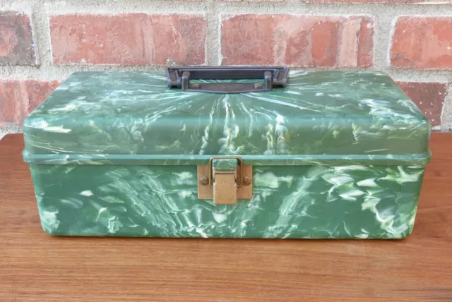 PLANO FISHING TACKLE Box Pete Henning Green Swirl Color VINTAGE $40.00 -  PicClick
