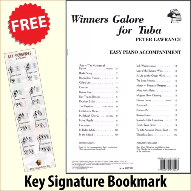 Winners Galore for Tuba Piano Accompaniment Music Book + Key Signature Bookmark