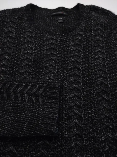 JOHN VARVATOS Men's THICK CHUNKY Cotton/Merino/Alpaca 2XL XXL Dark Gray Sweater
