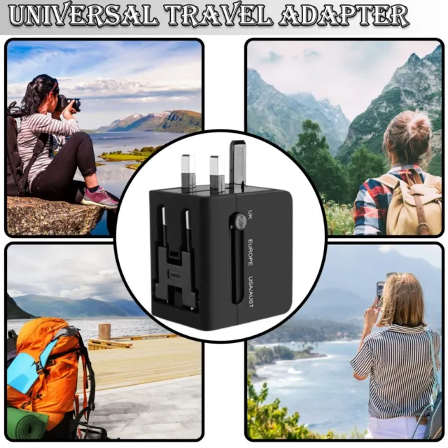 New Universal Adapter USB Charger UK US EU AU Plug Converter Adaptor AC Power +c 2