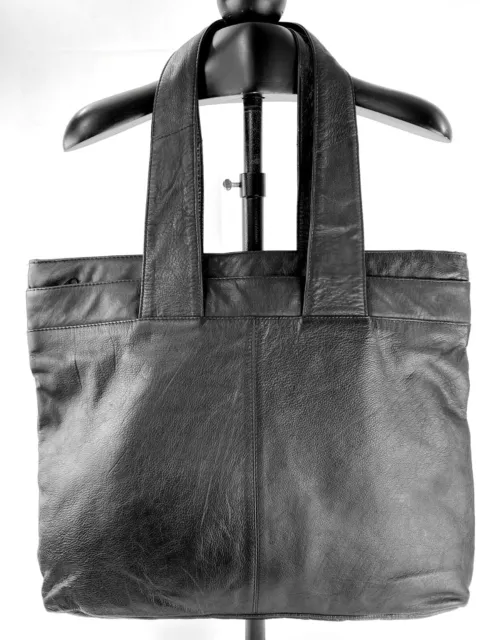 Large East West Leather Briefcase Satchel Attaché Case Shoulder Bag Tote Purse
