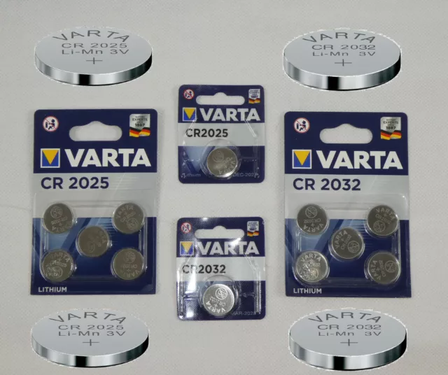 Varta Knopfzellen CR2025 CR2032 Knopfzelle Batterie Bulk Blister MHD 2028